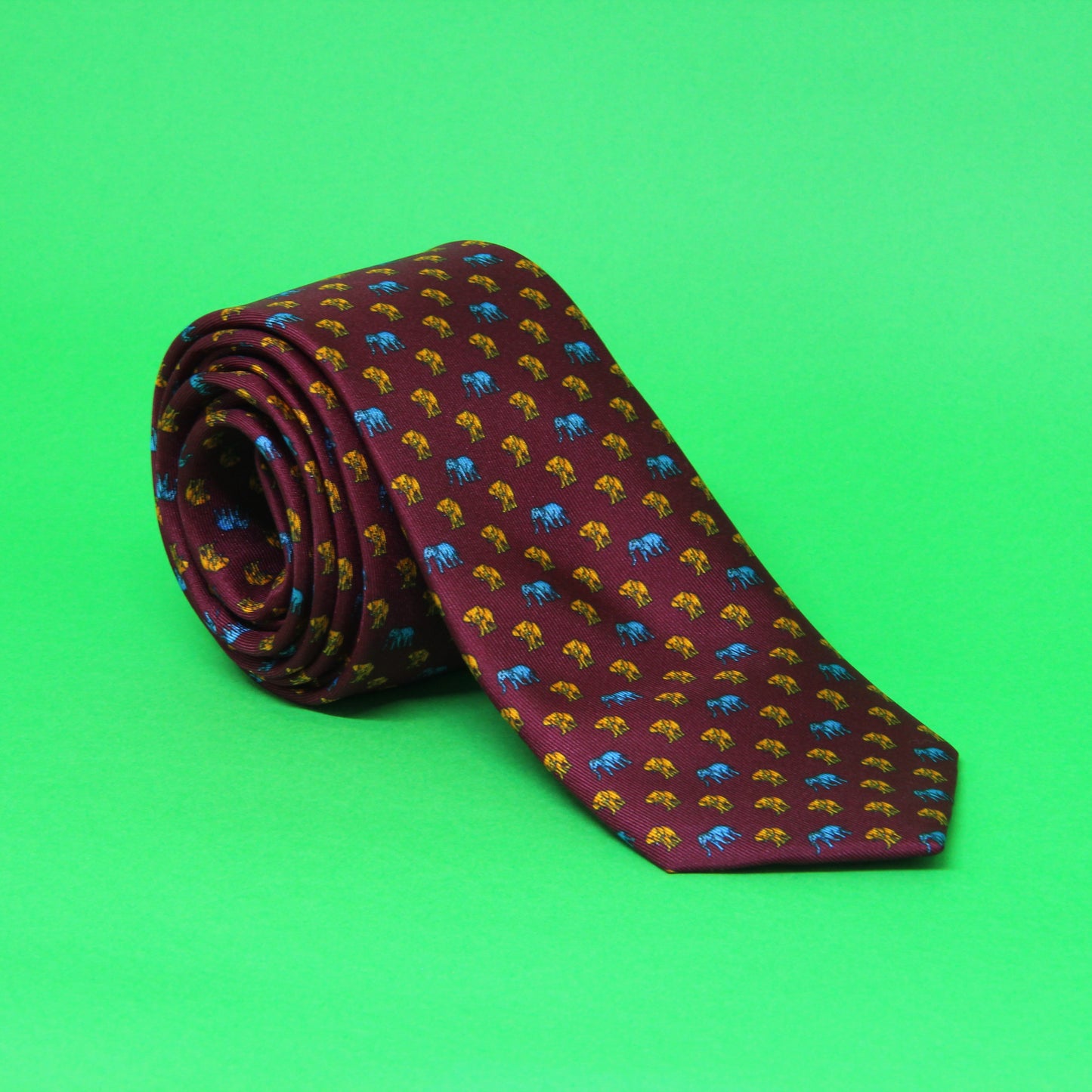 Gravata 100% Seda Estampada - Elefante