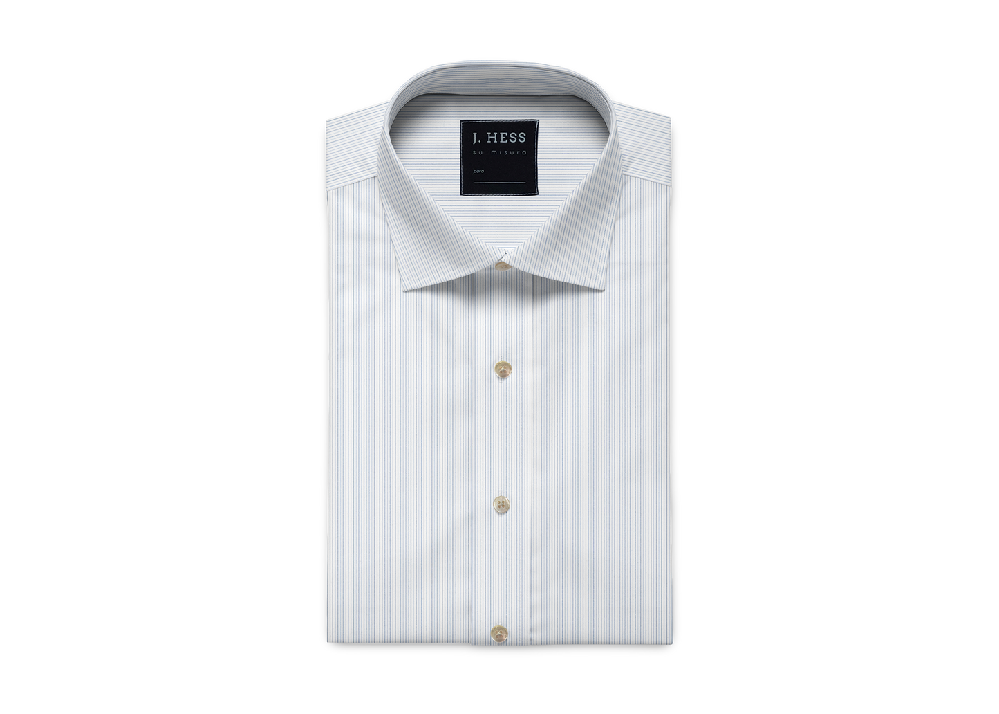 Camisa Branca com Listras Azuis em Algodão Egípcio