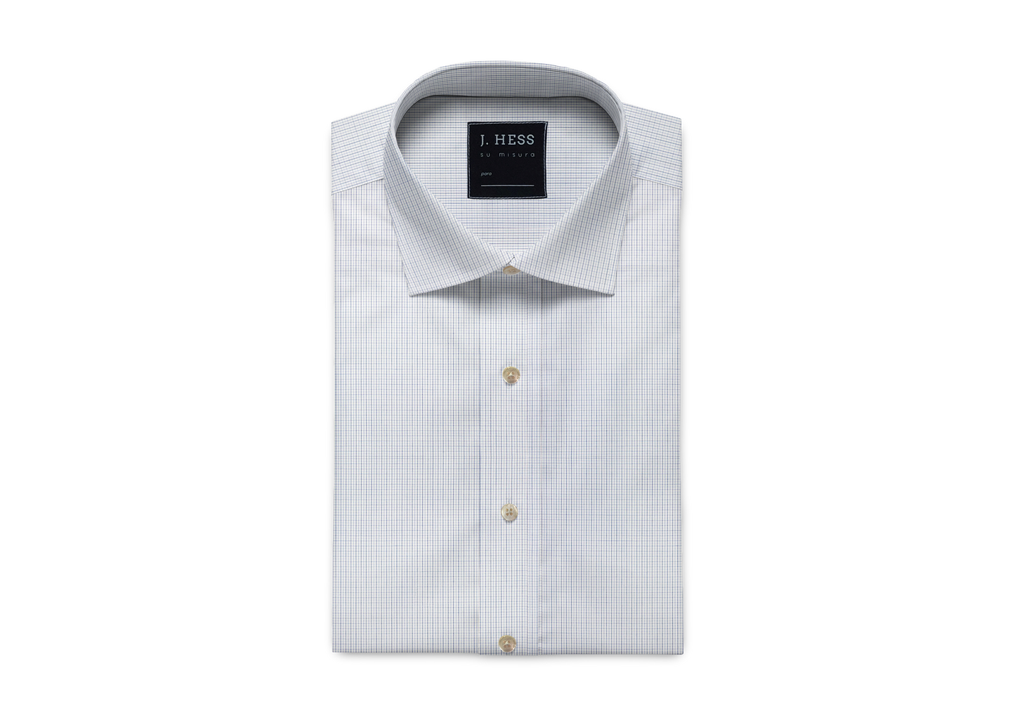 Camisa Branca com Xadrez Azul em Algodão Egípcio