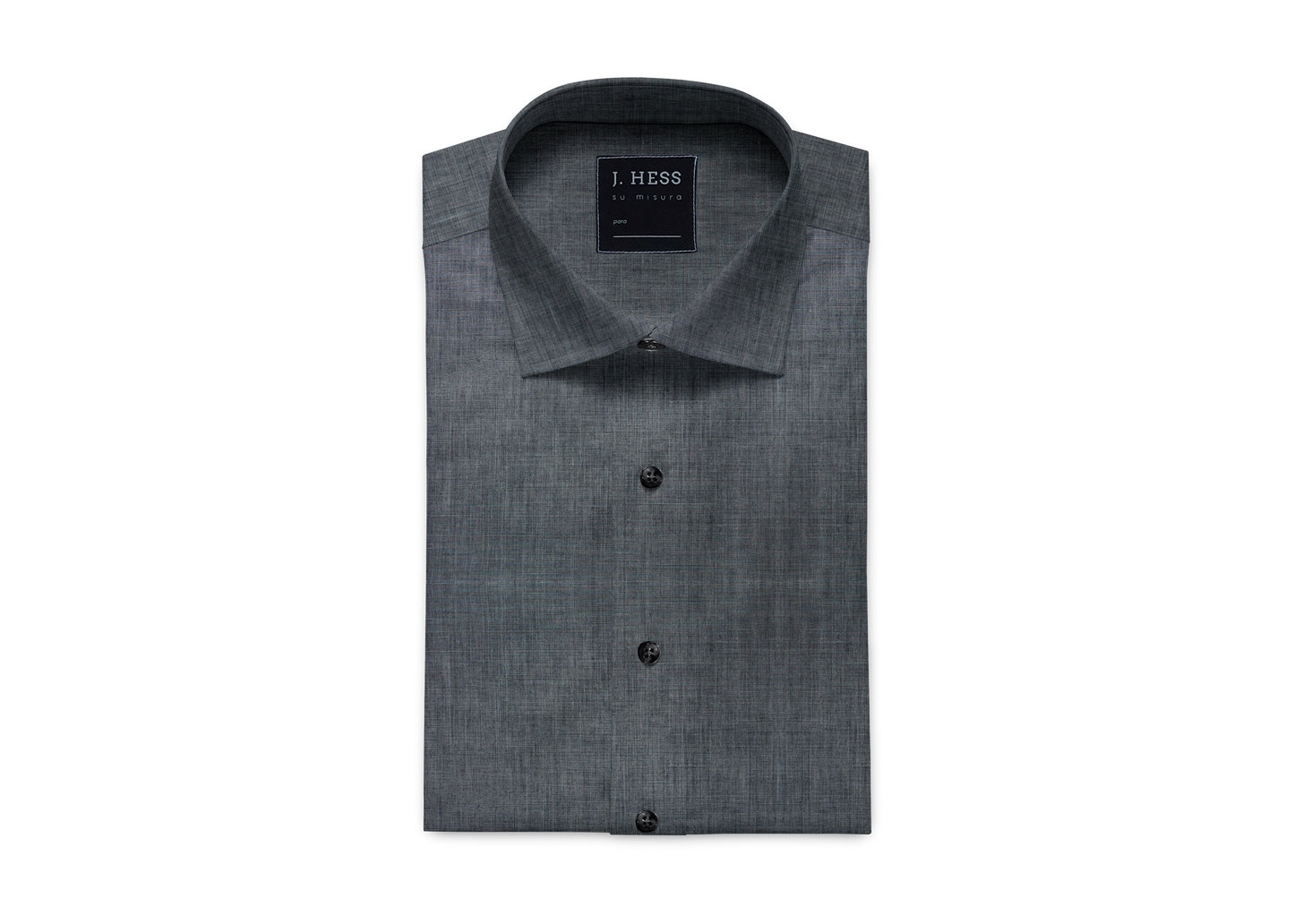 Camisa Cinza Escuro Fil-a-Fil em Algodão Egípcio