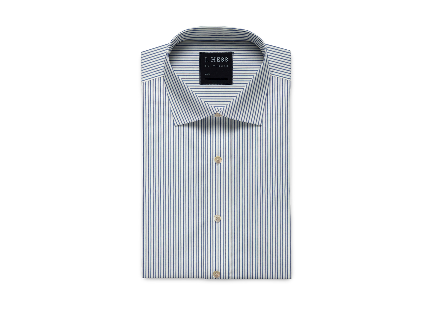 Camisa Listrada Branco e Azul em Algodão Egípcio