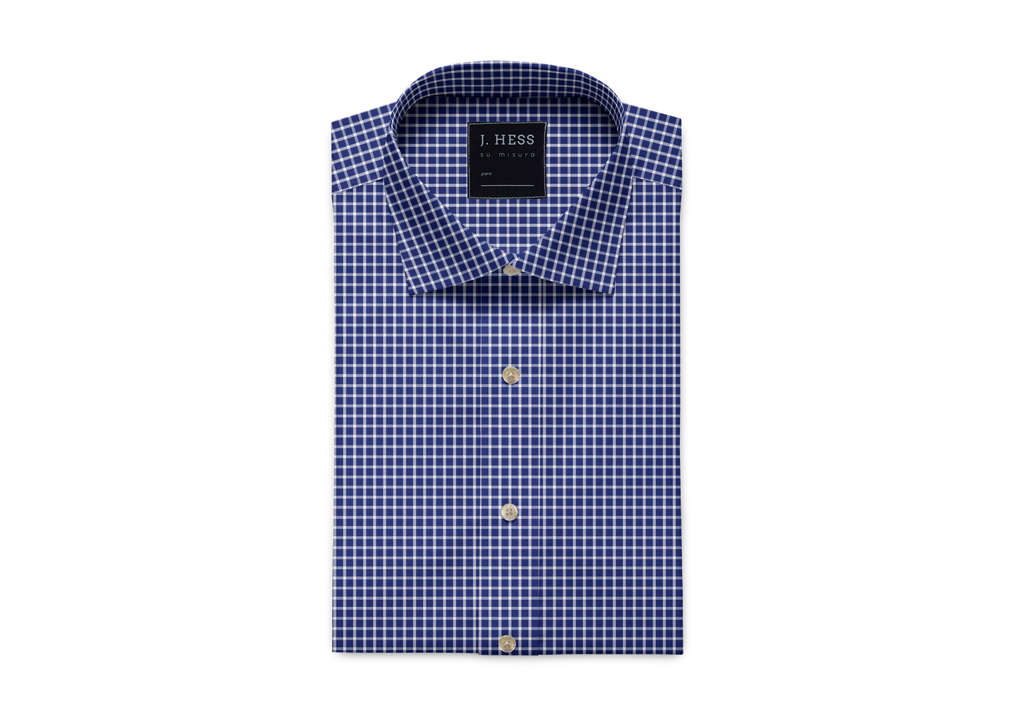 Camisa Xadrez Azul Escuro em Algodão Egípcio