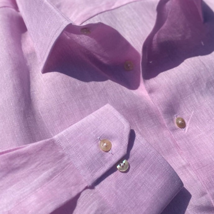 Camisa 100% Linho Rosa