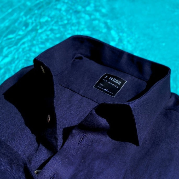 Camisa 100% Linho Azul Marinho